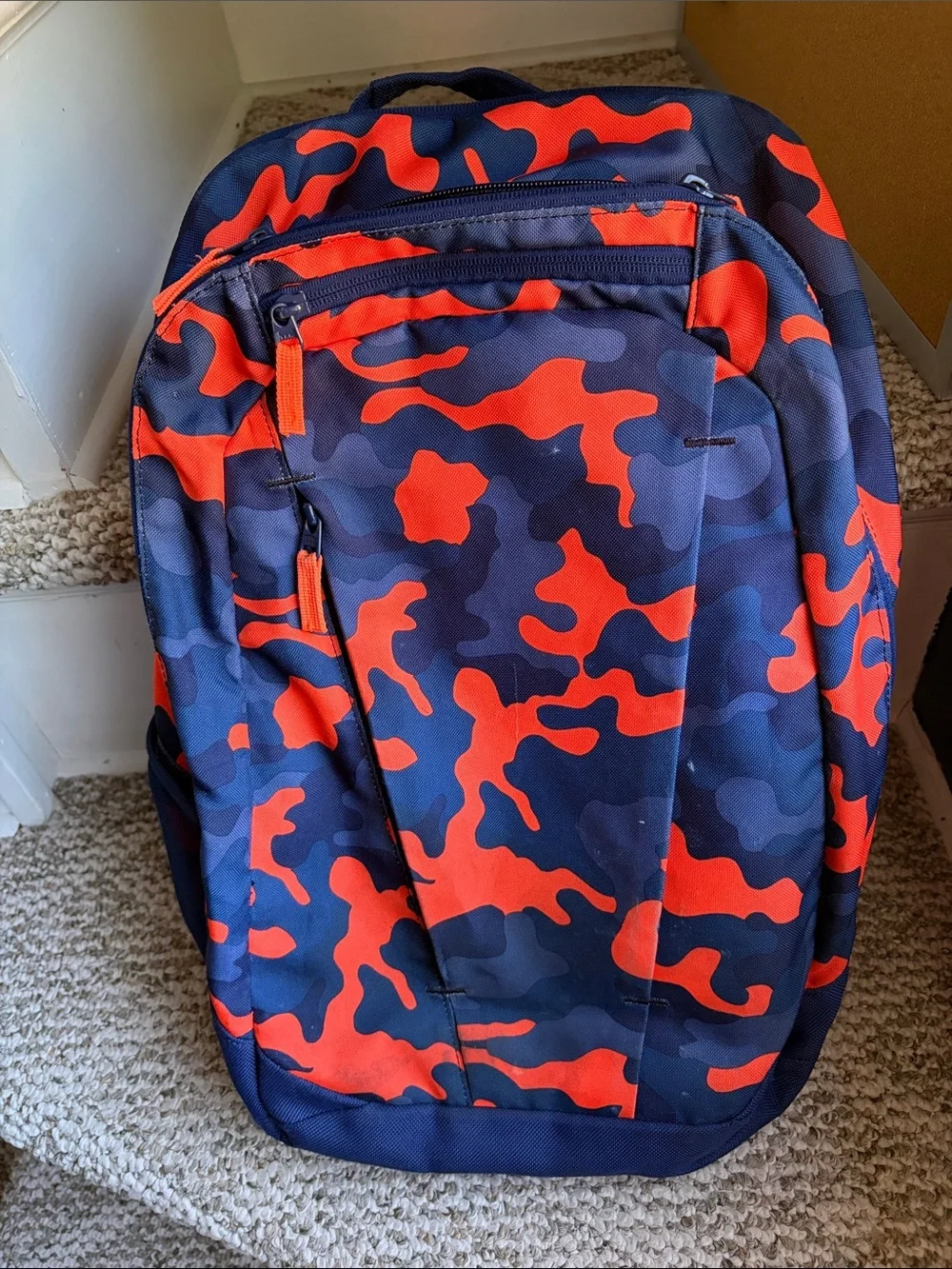 Lands' End Men's Navy and Orange Camo Backpack